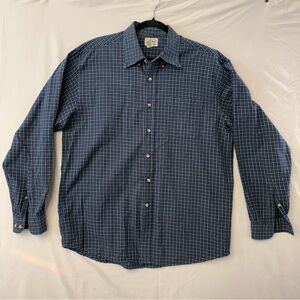 L.L. Bean Mens 100% Cotton Button Down Shirt, Size Large, Blue, Long Sleeve